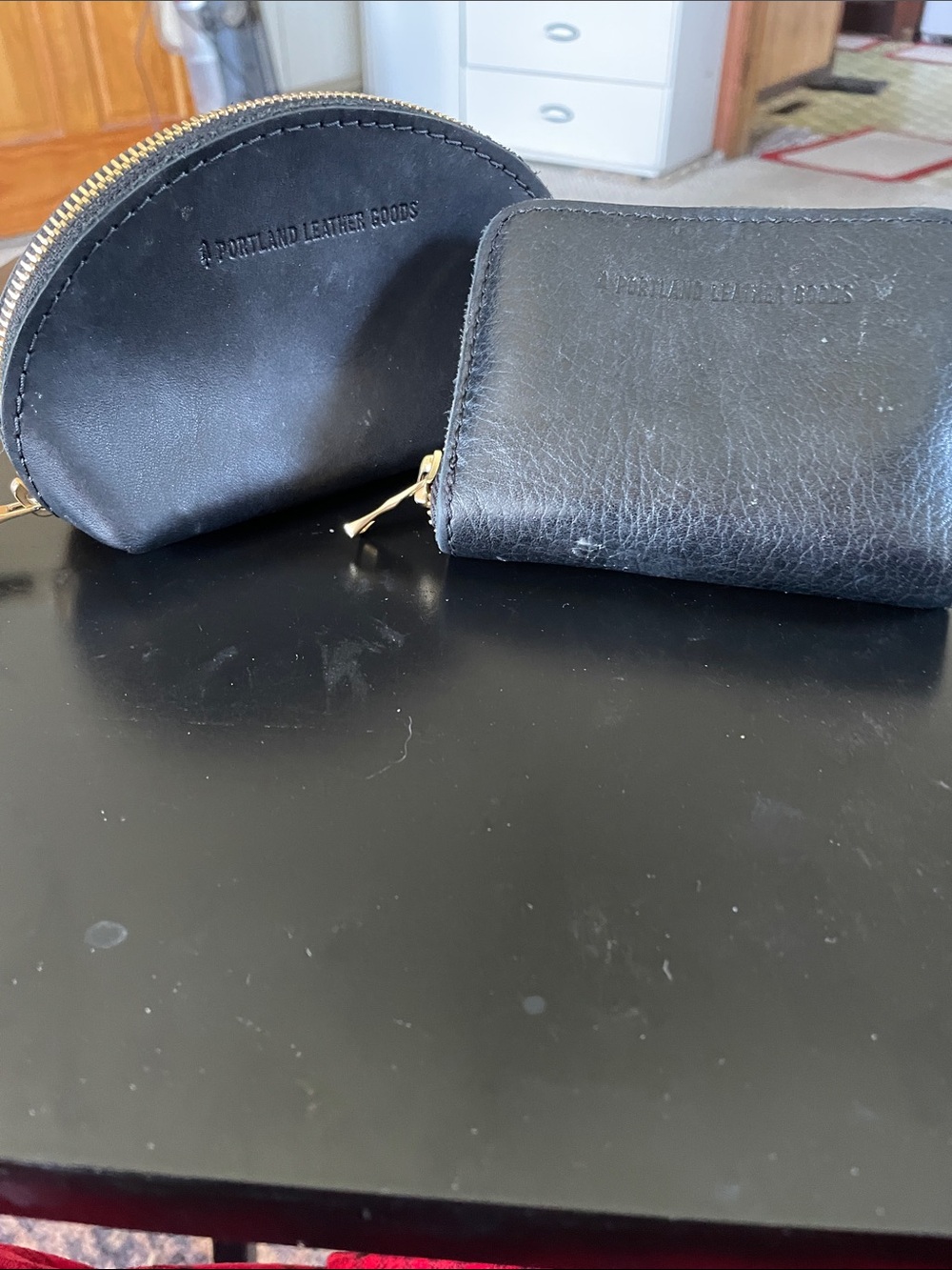 Portland Leather Goods Black Leather Wallet & Coin Pouch